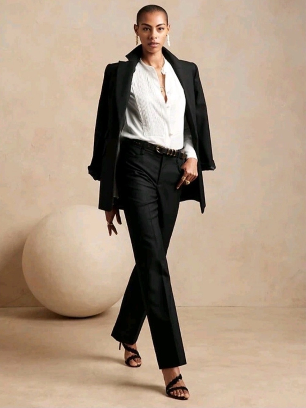 NWT Banana Republic Lido High-Rise Straight Leg Wool Pants Black Size 4P